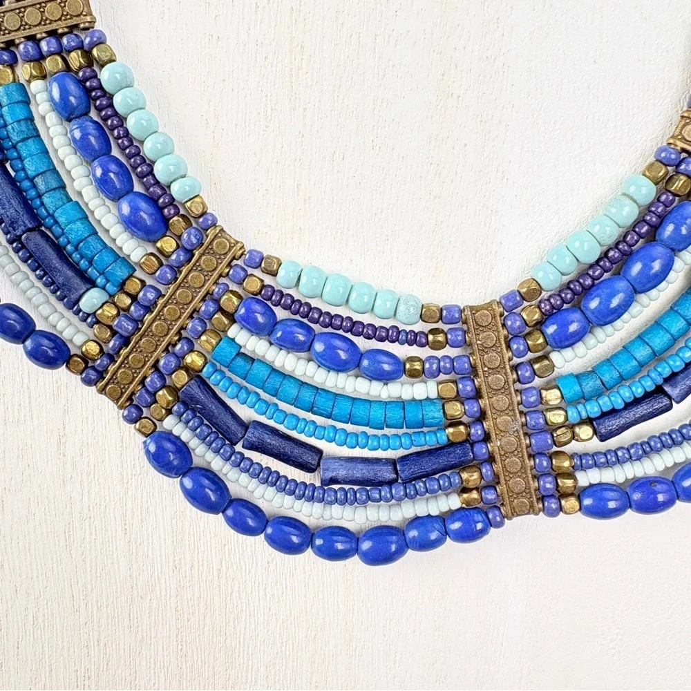 Nakamol Blue and Gold Multistrand Necklace